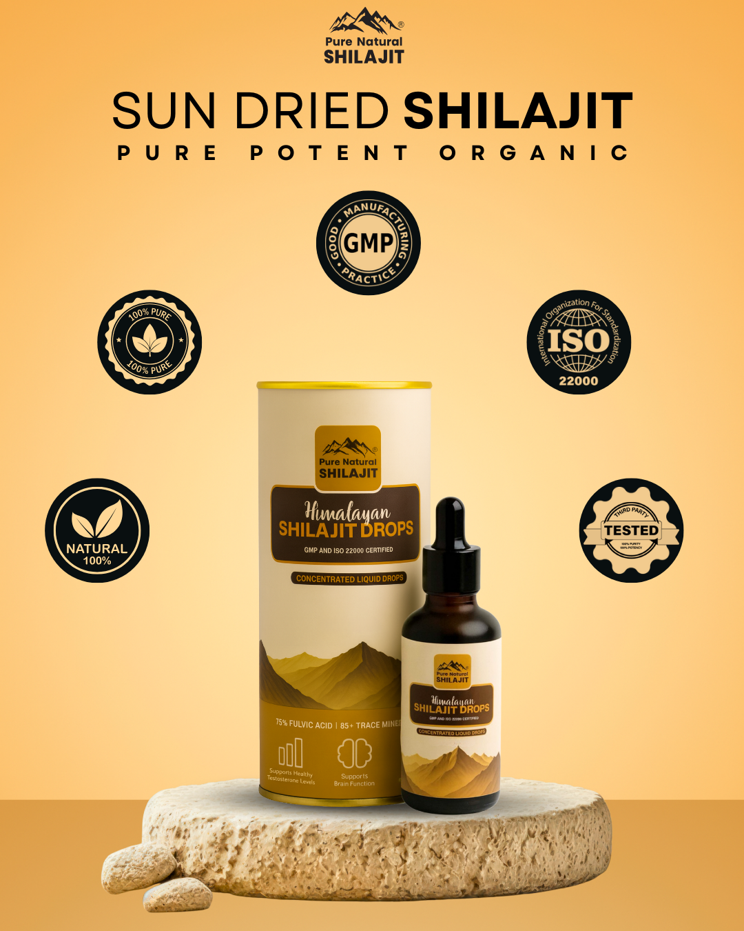 Pure Himlayan Shilajit Drops , Gold Grade Sun Dried Concentrated Shilajit Drops